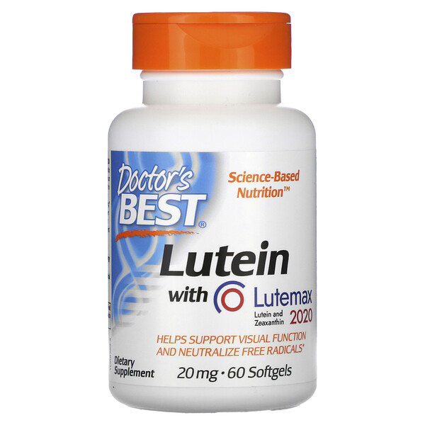 Лютеин с Lutemax 2020, 20 мг, 60 мягких таблеток Doctor's Best