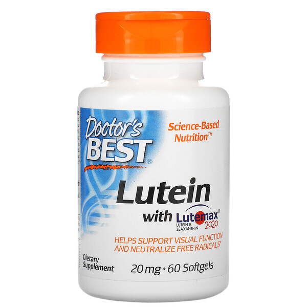 Лютеин с Lutemax 2020, 20 мг, 60 мягких таблеток Doctor's Best