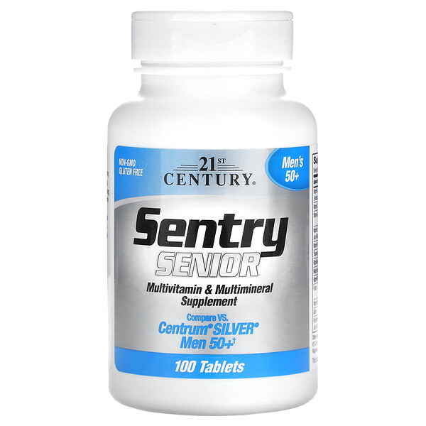 Sentry Senior, Мультивитамин и Мультиминерал, Для мужчин старше 50 лет - 100 таблеток - 21st Century 21st Century