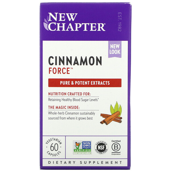 Cinnamon Force, 60 вегетарианских капсул New Chapter
