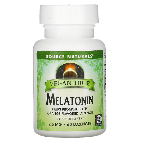 Vegan True, Мелатонин, апельсин, 2,5 мг, 60 пастилок Source Naturals