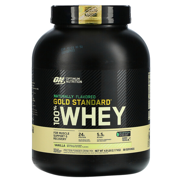 Gold Standard, 100% Whey, натуральный ароматизатор, ваниль, 4,8 фунта (2,17 кг) Optimum Nutrition