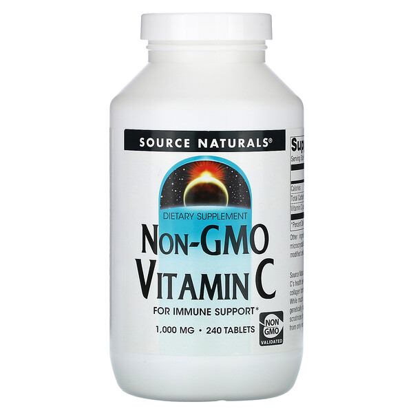 Non-GMO Vitamin C, 1,000 mg, 240 Tablets (Таблетки) Source Naturals