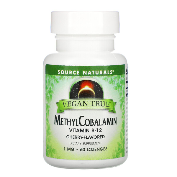 MethylCobalamin Витамин B-12, Вишня - 1 мг - 60 леденцов - Source Naturals Source Naturals