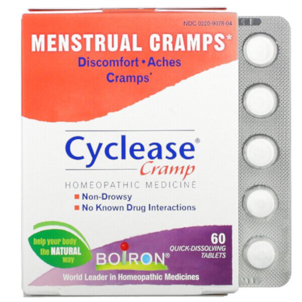 Cyclease Cramp, Менструальные спазмы, 60 быстрорастворимых таблеток Boiron