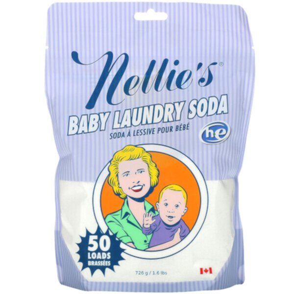 Сода для детского белья, 50 загрузок, 1,6 фунта (726 г) Nellie's