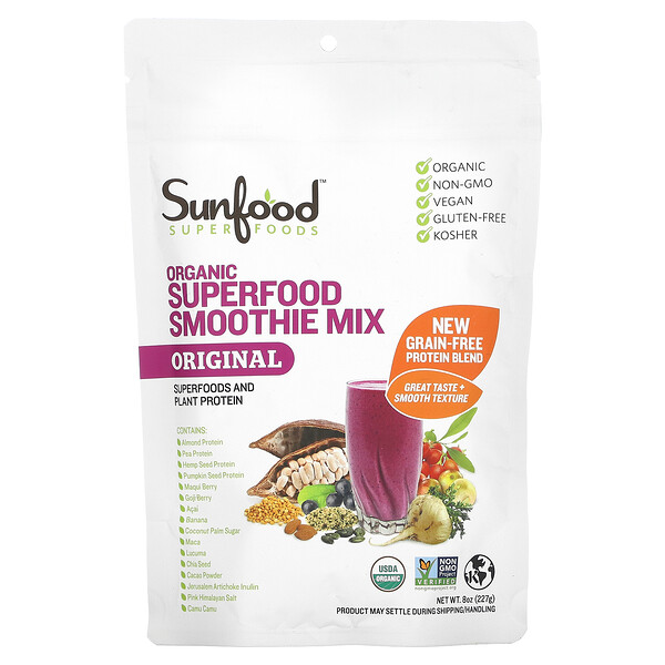 Органическая смесь для суперфуд смузи, Оригинал - 227 г - Sunfood Sunfood