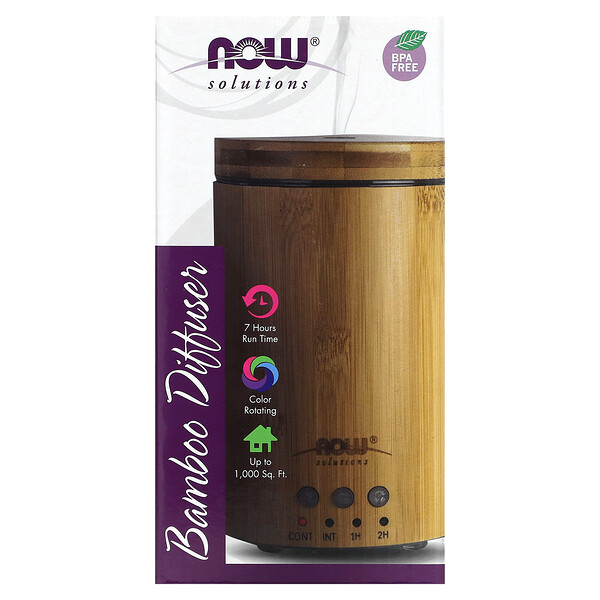 Solutions, Ультразвуковой масляный диффузор из натурального бамбука, 1 диффузор NOW Foods