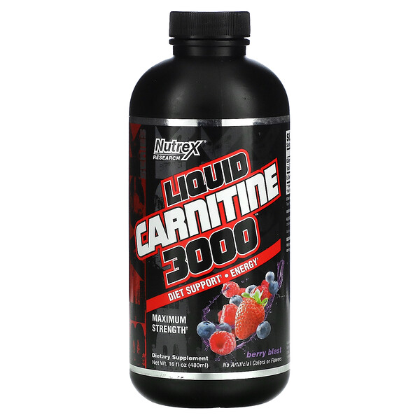 Liquid Carnitine 3000, Berry Blast, 16 жидких унций (480 мл) Nutrex Research