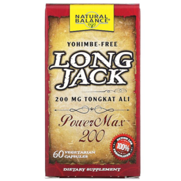 Long Jack, PowerMax 200, 60 вегетарианских капсул Natural Balance