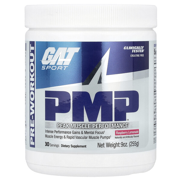 Sport, PMP, Pre-Workout, Raspberry Lemonade, 9 oz (Унции) (255 g) GAT