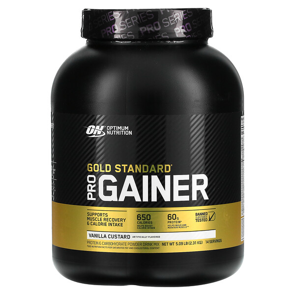 PRO GAINER, Продукт для набора веса с высоким содержанием белка, ванильный заварной крем, 5,09 фунта (2,31 кг) Optimum Nutrition
