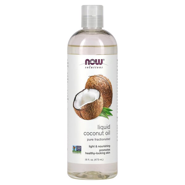 Solutions, Жидкое кокосовое масло, чистое фракционированное, 16 жидких унций (473 мл) NOW Foods