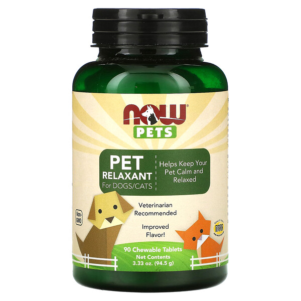 Pets, Релаксант для собак и кошек, 90 жевательных таблеток NOW Foods
