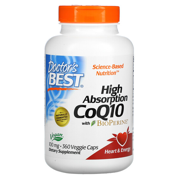 CoQ10 с высокой усваиваемостью и биоперином, 100 мг, 360 вегетарианских капсул Doctor's Best