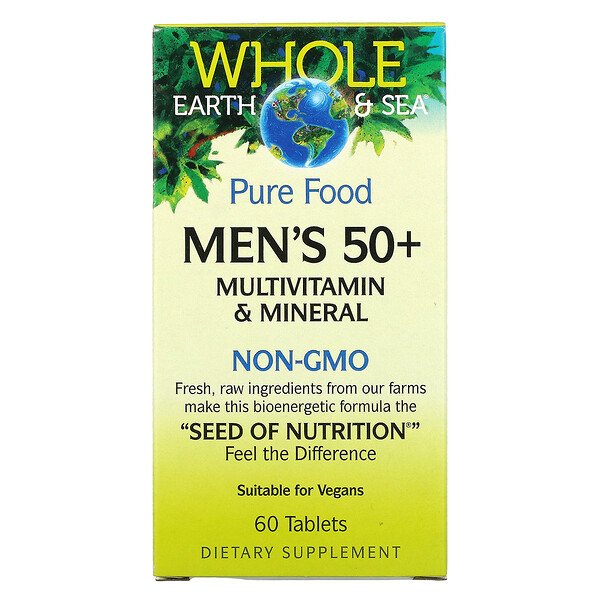 Whole Earth & Sea, Мультивитамины и минералы для мужчин старше 50 лет, 60 таблеток Natural Factors
