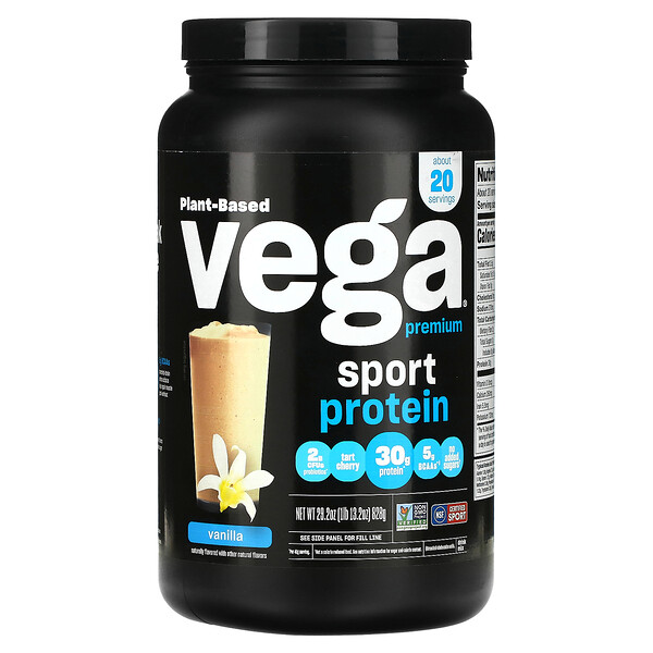 Sport, Протеиновый порошок премиум-класса на растительной основе, ваниль, 29,2 унции (828 г) Vega