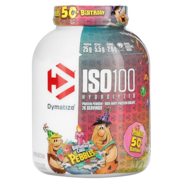 ISO100 Hydrolyzed, 100% изолят сывороточного протеина, камешки ко дню рождения, 5 фунтов (2,3 кг) Dymatize