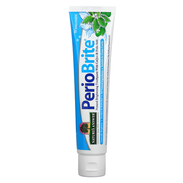 PerioBrite, Натуральная осветляющая зубная паста с CoQ10 и фолиевой кислотой, зимняя мята, 4 жидких унции (113,4 г) Nature's Answer