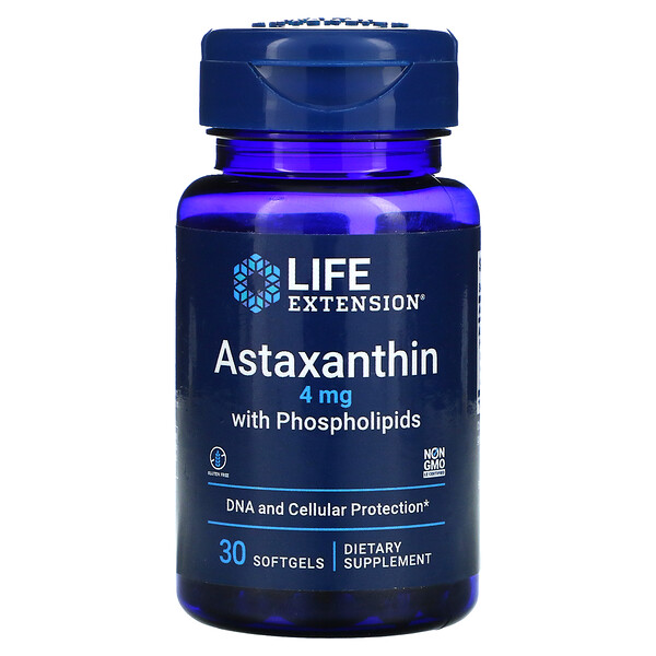 Астаксантин с фосфолипидами - 4 мг - 30 мягких капсул - Life Extension Life Extension