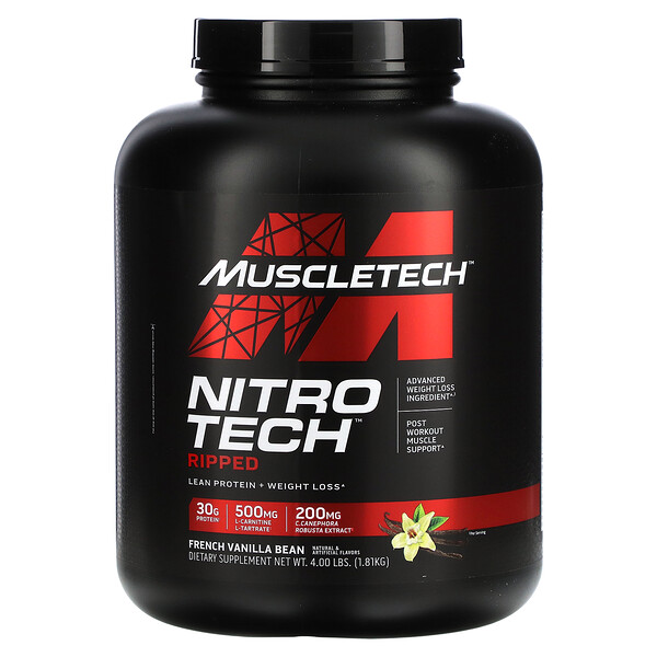 Nitro Tech Ripped, Ultimate Protein + Formula Loss, со вкусом французской ванили, 4 фунта (1,81 кг) Muscletech