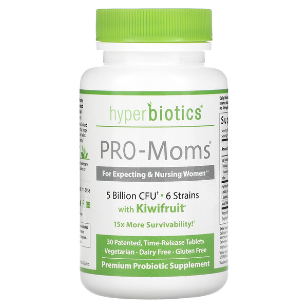 PRO-Moms, с киви, 5 миллиардов КОЕ, 30 таблеток пролонгированного действия Hyperbiotics