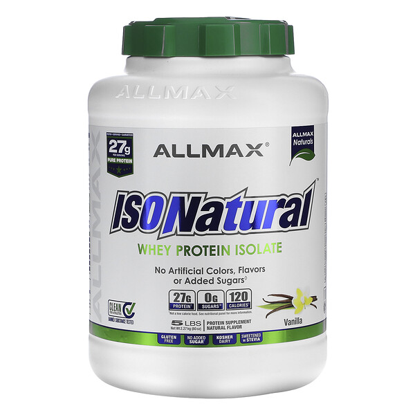 IsoNatural, Чистый изолят сывороточного протеина, ваниль, 5 фунтов (2,27 кг) ALLMAX