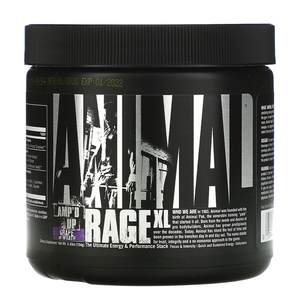 Animal Rage XL, Amp'd Up, «Гроздья гнева», 154 г Universal Nutrition