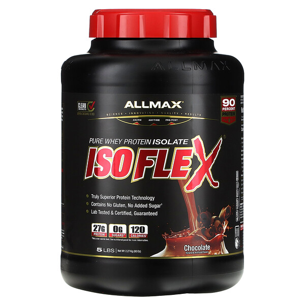 Isoflex, Чистый изолят сывороточного протеина, шоколад, 5 фунтов (2,27 кг) ALLMAX
