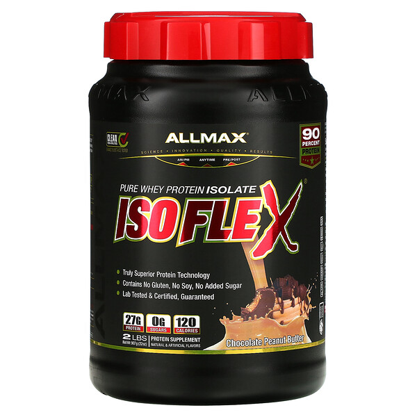Isoflex, 100% чистый изолят сывороточного протеина, шоколадно-арахисовое масло, 2 фунта (907 г) ALLMAX