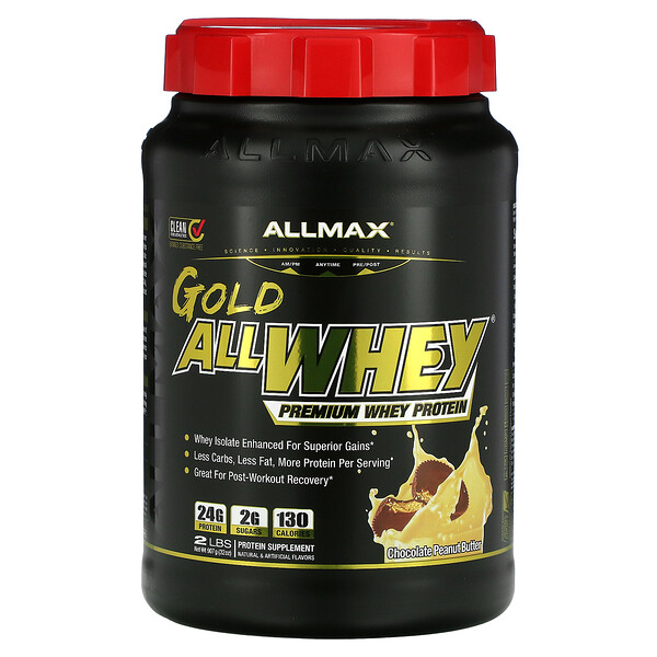 AllWhey Gold, Сывороточный протеин премиум-класса, шоколадно-арахисовое масло, 2 фунта (907 г) ALLMAX