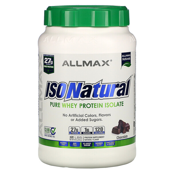 IsoNatural Pure Изолят сывороточного протеина, шоколад, 2 фунта (907 г) ALLMAX