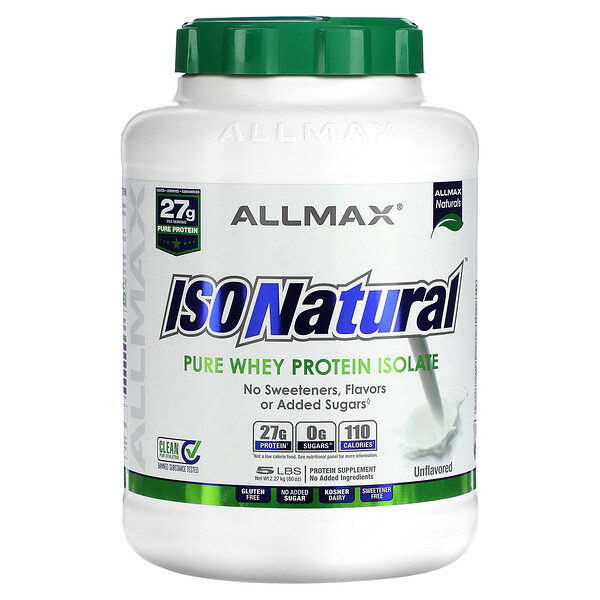 IsoNatural, Чистый изолят сывороточного протеина, оригинальный, без вкуса, 5 фунтов (2,25 кг) ALLMAX