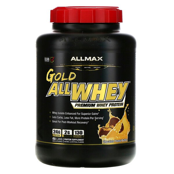 AllWhey Gold, 100% сывороточный протеин премиум-класса, шоколадно-арахисовое масло, 5 фунтов. (2,27 кг) ALLMAX