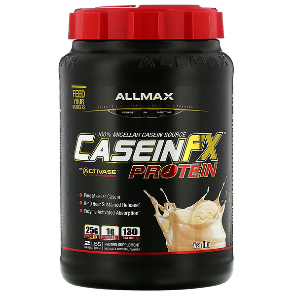 CaseinFX, 100% казеиновый мицеллярный белок, ваниль, 2 фунта. (907 г) ALLMAX Nutrition