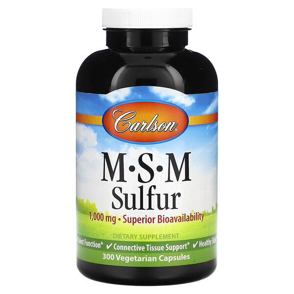 MSM Сера - 1000 мг - 300 вегетарианских капсул - Carlson Carlson