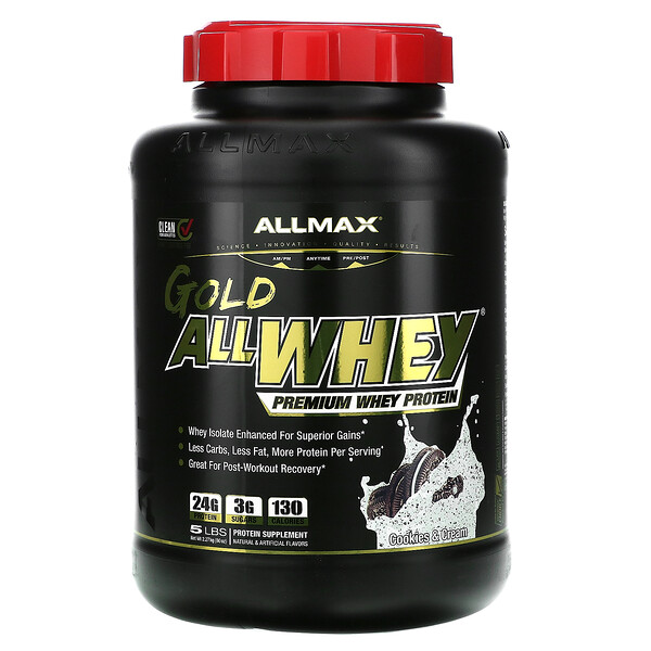 Gold AllWhey, 100% сывороточный протеин премиум-класса, печенье и сливки, 5 фунтов (2,27 кг) ALLMAX