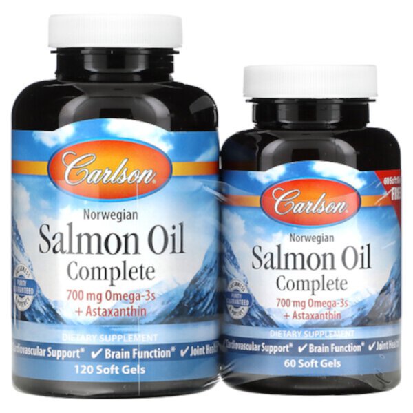 Norwegian, Salmon Oil Complete, 120 + 60 бесплатных мягких желатиновых капсул Carlson