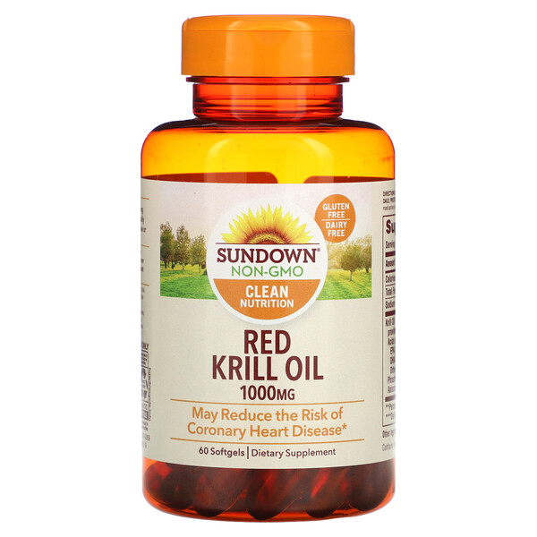 Масло красного криля, 1000 мг, 60 мягких таблеток Sundown Naturals