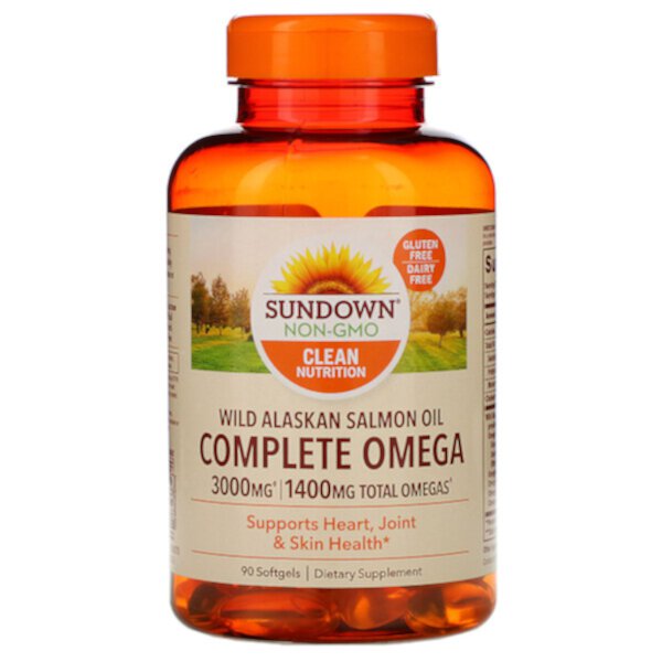 Complete Omega, Масло дикого лосося с Аляски, 1400 мг, 90 мягких таблеток Sundown Naturals