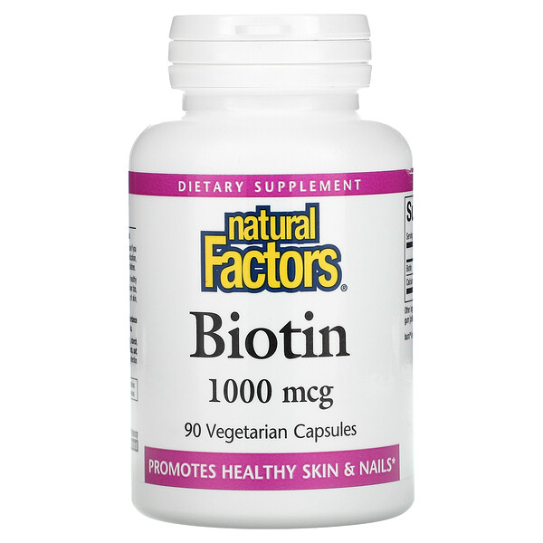 Биотин, 1000 мкг, 90 вегетарианских капсул Natural Factors
