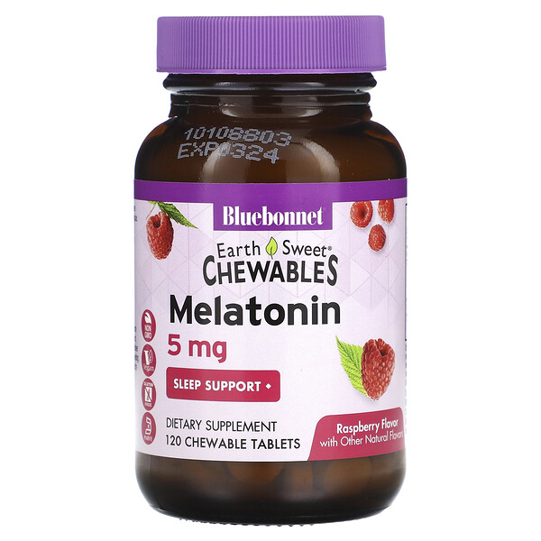 Мелатонин, Вкус Малины, 5 мг, 120 Жевательных Таблеток - Bluebonnet Nutrition Bluebonnet Nutrition