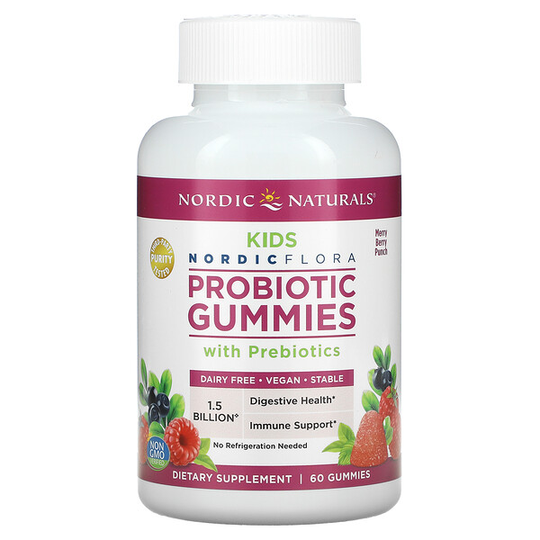 Probiotic Gummies Kids, Merry Berry Punch, 60 жевательных конфет Nordic Naturals