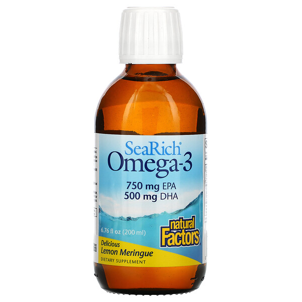 SeaRich Omega-3, Вкуснейшее лимонное безе, 6,76 жидких унций (200 мл) Natural Factors