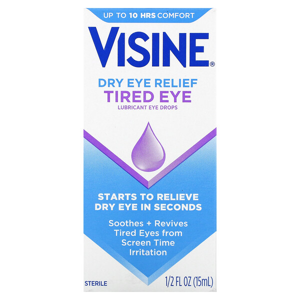 Dry Eye Relief, Смазывающие глазные капли, усталость глаз, 1/2 жидкой унции (15 мл) Visine