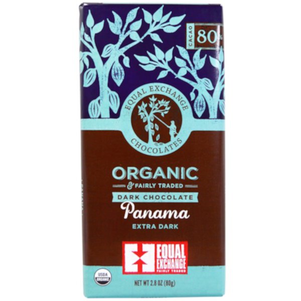Органический, Темный шоколад, Panama Extra Dark, 80% какао, 2,8 унции (80 г) Equal Exchange