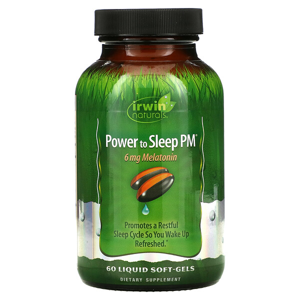Power to Sleep PM - 6 мг Мелатонин - 60 жидких капсул - Irwin Naturals Irwin Naturals