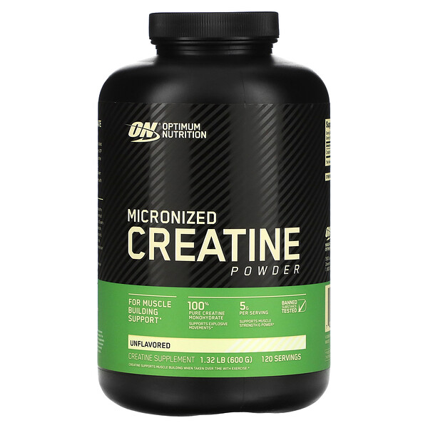 Micronized Creatine Powder, Unflavored, 1.32 lb (600 g) Optimum Nutrition