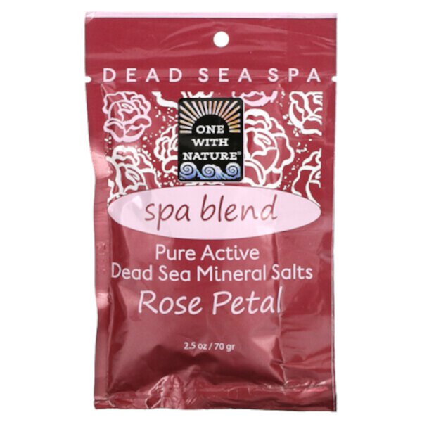 Dead Sea Spa, Минеральные соли, спа-смесь, лепестки розы, 2,5 унции (70 г) One with Nature