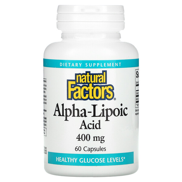 Альфа-липоевая кислота, 400 мг, 60 капсул Natural Factors